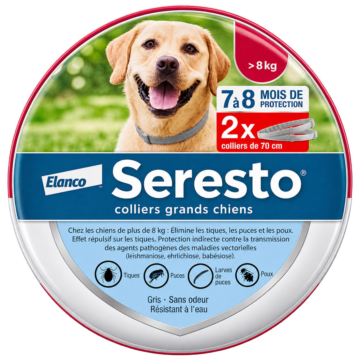 Collier Seresto grand chien — packaging officiel